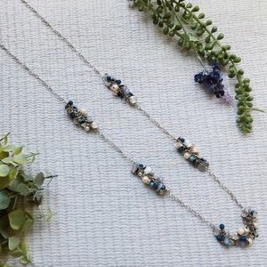 Loft blue and silver beaded necklace.